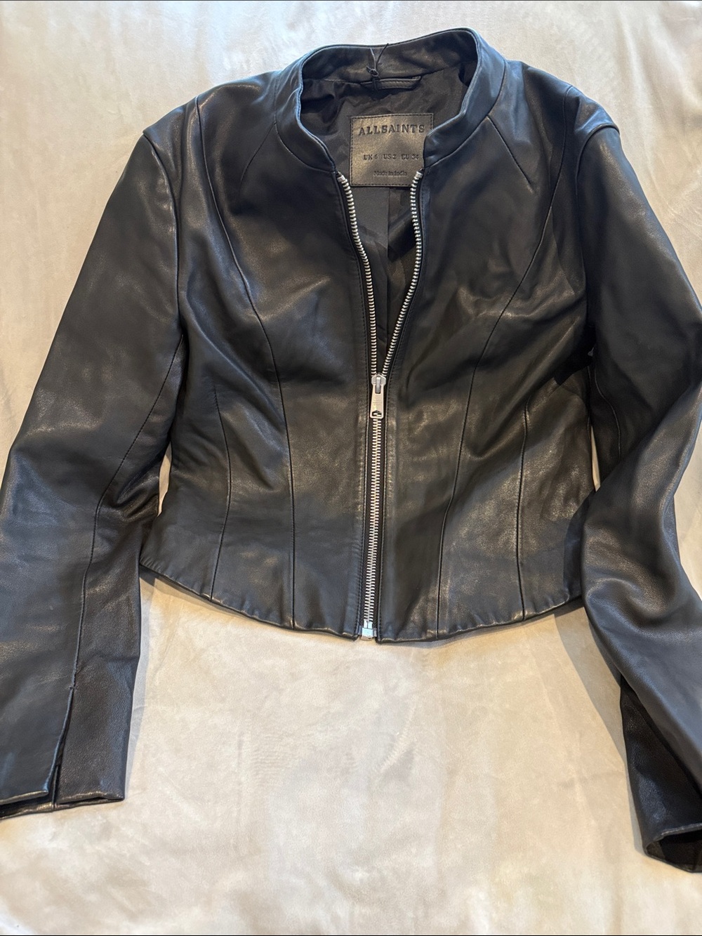 Allsaints SADLER SLIM FIT LEATHER JACKET - Picture 4 of 7